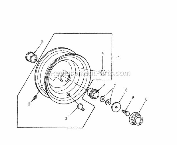 Front Wheel Diagram and Parts List for 2084 836000-864500 Cub Cadet Lawn Tractor